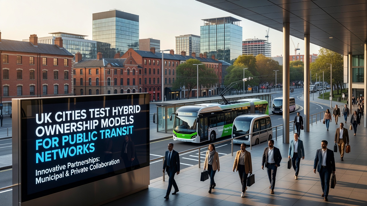 Hybrid ownership meeting between city officials and transit operators reviewing performance metrics